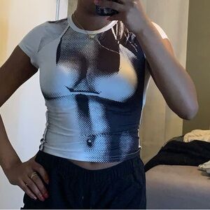 Light Blue Fitted Crop T-shirt